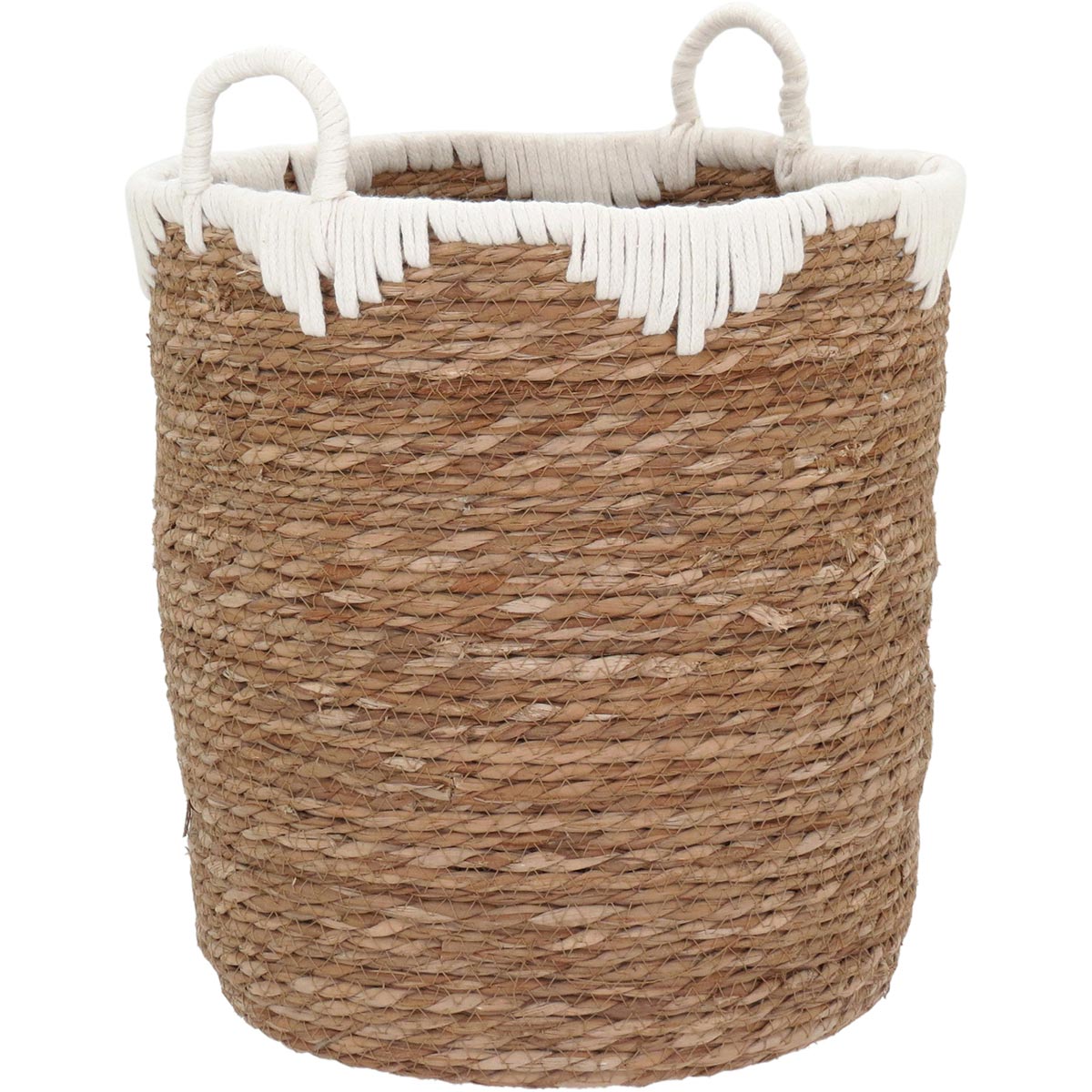 Conjunto de 3 Cestas Decorativas em Fibra Natural Marrom - Grande, Médio e Pequeno