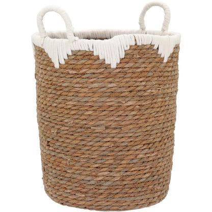 Conjunto de 3 Cestas Decorativas em Fibra Natural Marrom - Grande, Médio e Pequeno