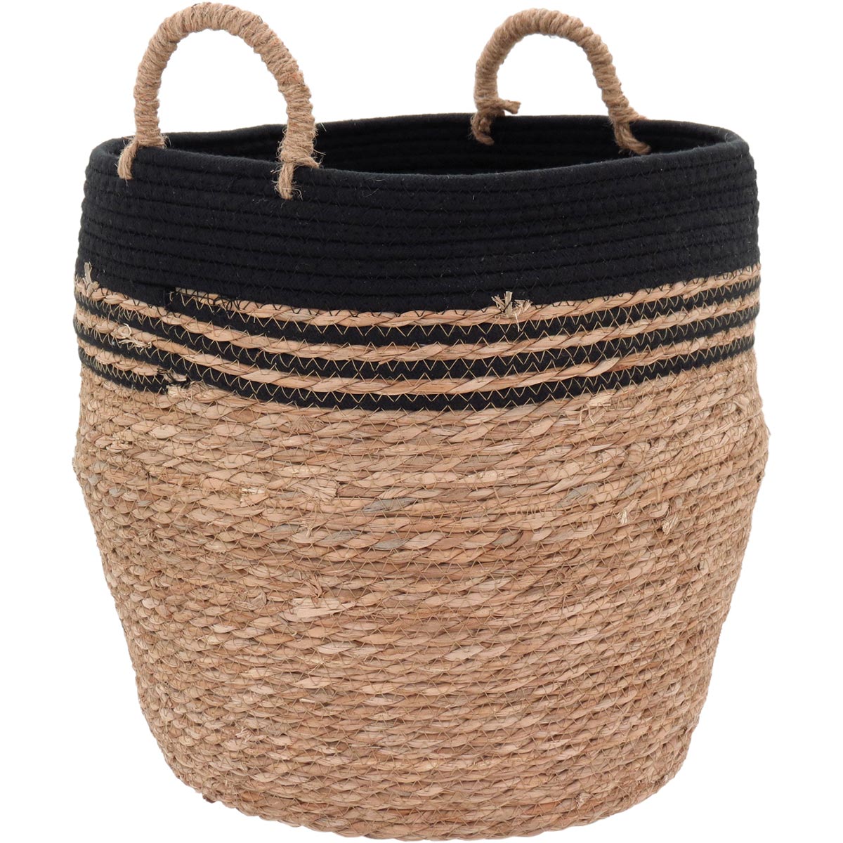 Jogo de 3 Cestas Decorativas Fibra Natural Preto - Organizadoras Domésticas