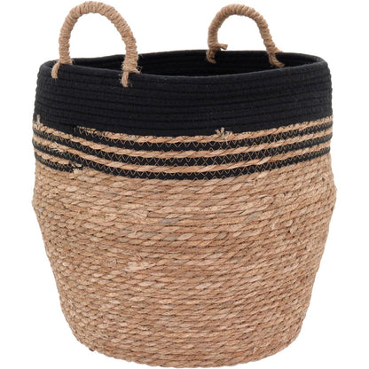 Jogo de 3 Cestas Decorativas Fibra Natural Preto - Organizadoras Domésticas