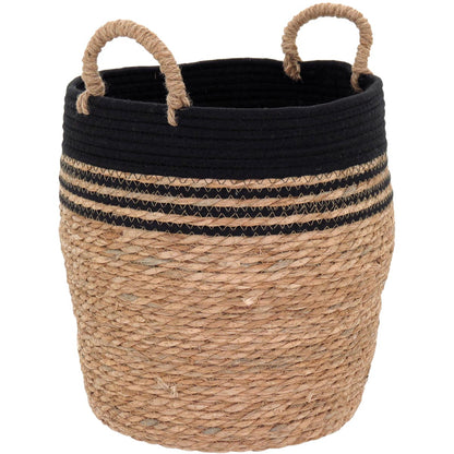 Jogo de 3 Cestas Decorativas Fibra Natural Preto - Organizadoras Domésticas