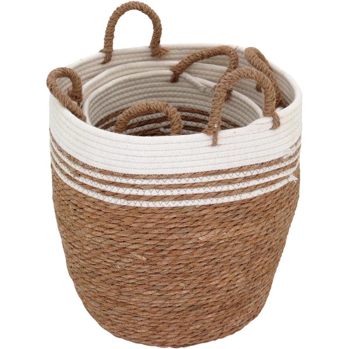 Conjunto de 3 Cestas Decorativas Fibra Natural Marrom - Organização e Estilo