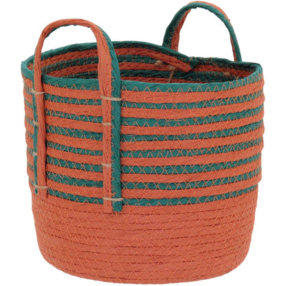 Jogo de 5 Cestas Decorativas Multicoloridas em Fibra para Organização