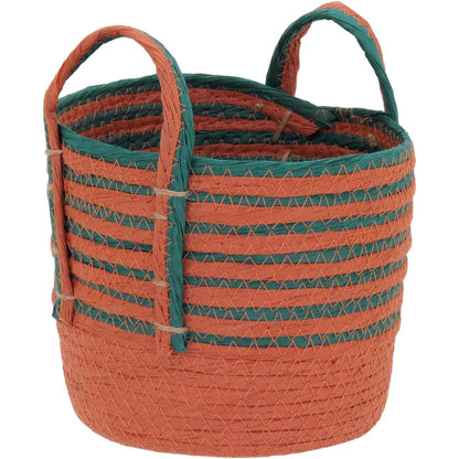 Jogo de 5 Cestas Decorativas Multicoloridas em Fibra para Organização
