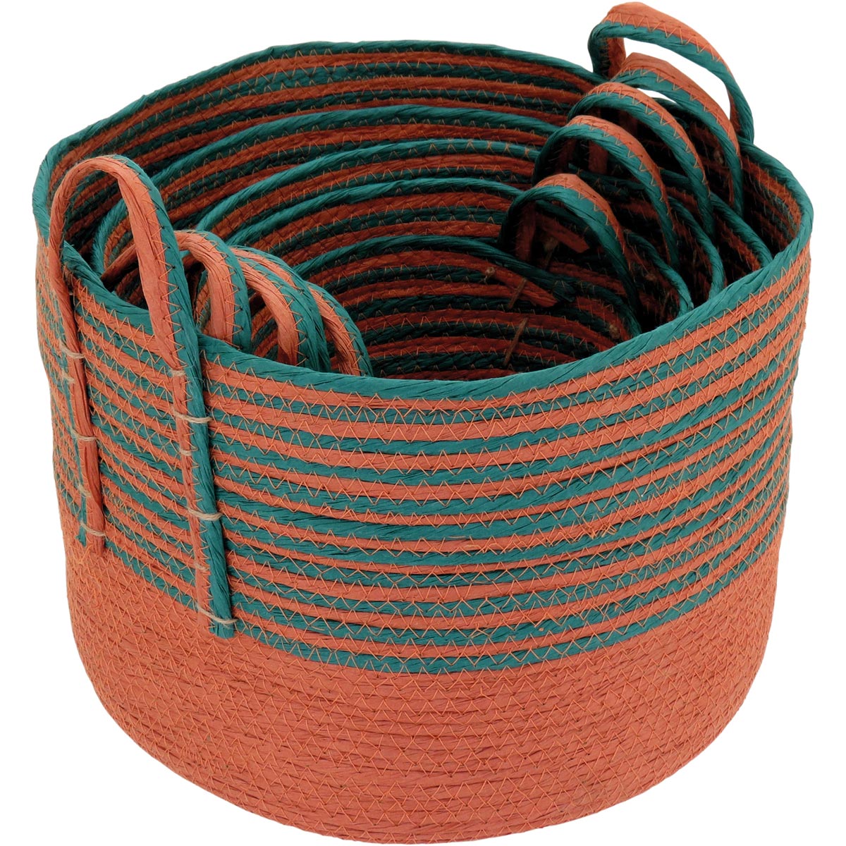 Jogo de 5 Cestas Decorativas Multicoloridas em Fibra para Organização