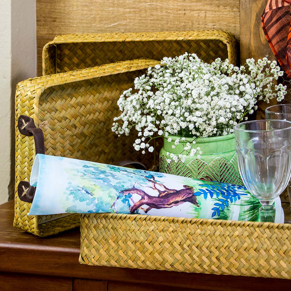 Jogo de Bandejas Fibra Natural 3 Peças Marrom - Elegância para Servir