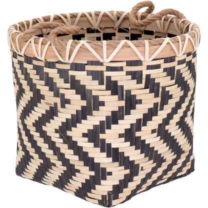 Cesta Organizadora em Bambu Preto - Conjunto 2 Peças Decorativas