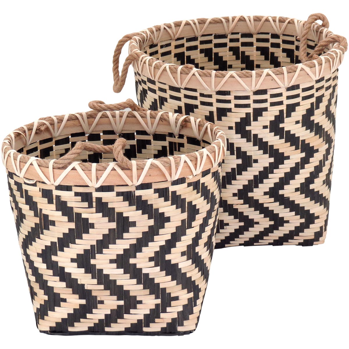 Cesta Organizadora em Bambu Preto - Conjunto 2 Peças Decorativas