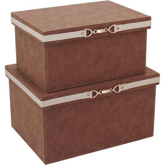 Caixa Organizadora Sintética Marrom Home&Co Vênus 2 Peças