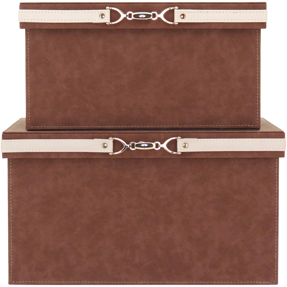 Caixa Organizadora Sintética Marrom Home&Co Vênus 2 Peças