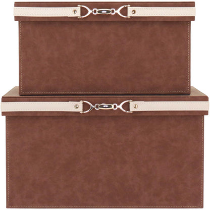 Caixa Organizadora Sintética Marrom Home&Co Vênus 2 Peças