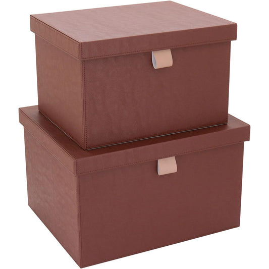 Conjunto de Caixas Organizadoras Home&Co Sintético Marrom 2 Peças