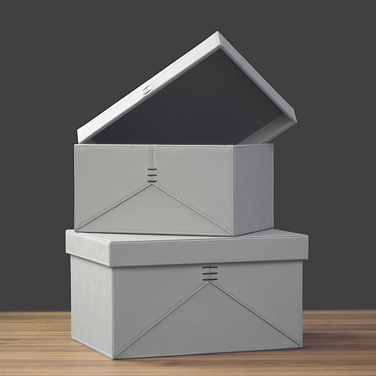 Caixa Organizadora Home&Co Jupter Sintético Cinza 2 Peças 40,8x31,2 cm