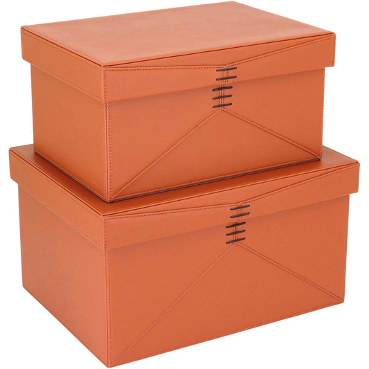 Caixa Organizadora Sintética Marrom Home&Co Júpter 2 Peças