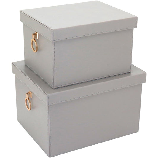 Caixa Organizadora Sintética Cinza Home&Co 2 Peças para Casa