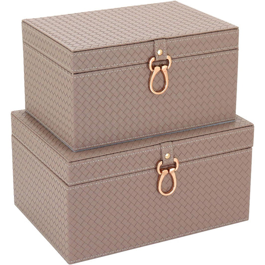 Caixa Organizadora Home&Co Uranus 2 Peças Sintético Bege MDF