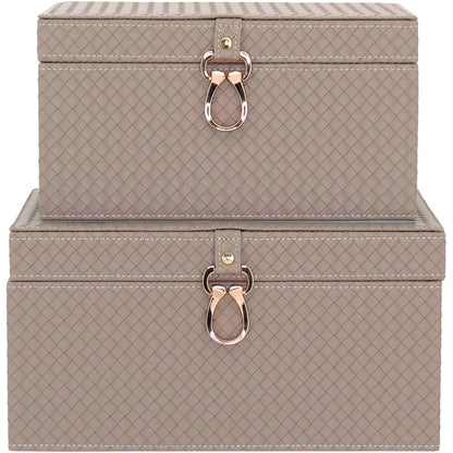 Caixa Organizadora Home&Co Uranus 2 Peças Sintético Bege MDF