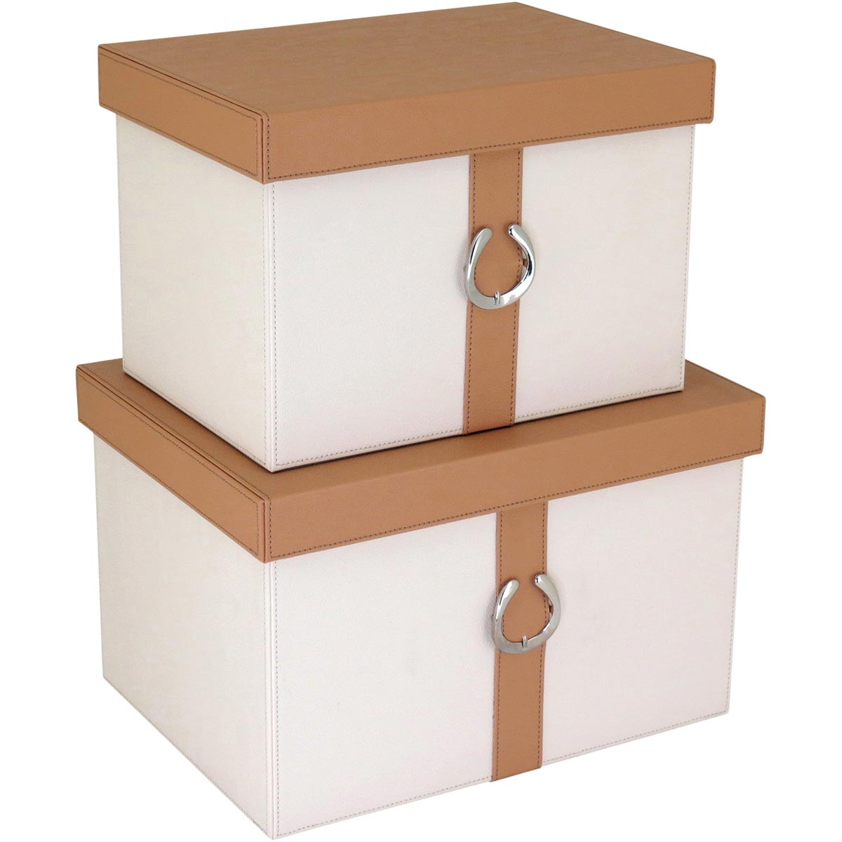 Conjunto de Caixas Organizadoras Sintéticas Home&Co Bege 2 Peças