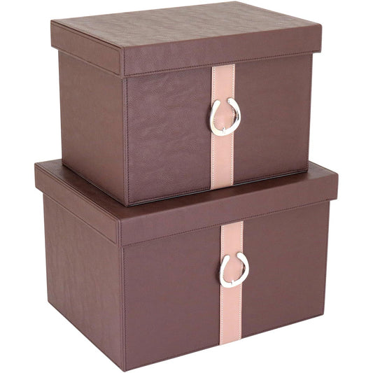 Conjunto de Caixas Organizadoras Home&Co Saturno MDF Marrom 2 Peças