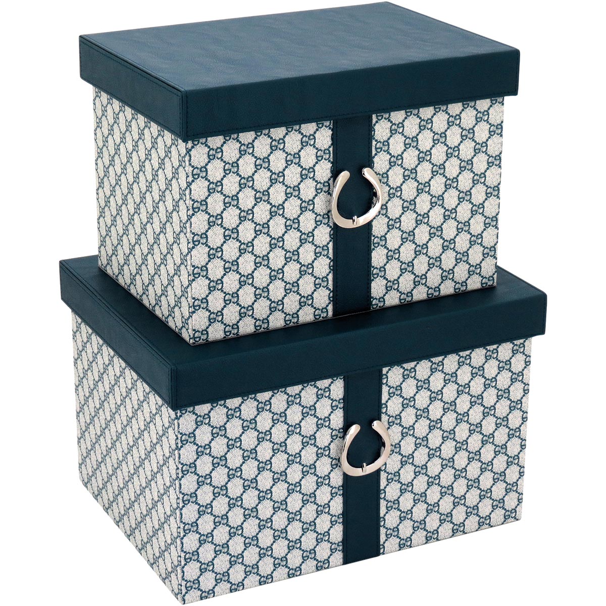 Caixa Organizadora Home&Co Saturno 2 Peças Sintético Azul MDF