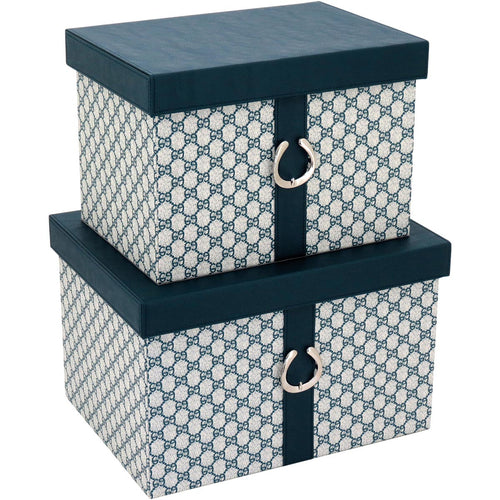 Caixa Organizadora Home&Co Saturno 2 Peças Sintético Azul MDF