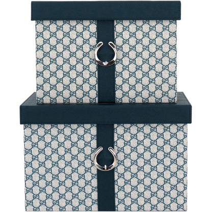 Caixa Organizadora Home&Co Saturno 2 Peças Sintético Azul MDF