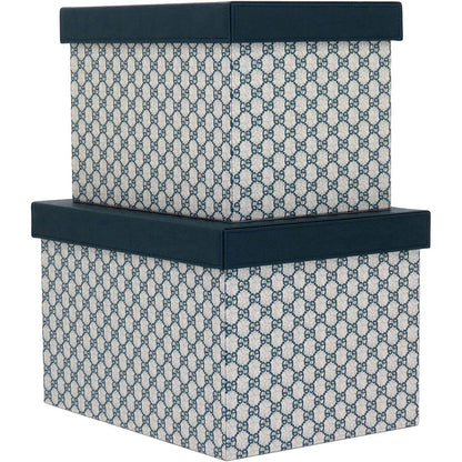 Caixa Organizadora Home&Co Saturno 2 Peças Sintético Azul MDF