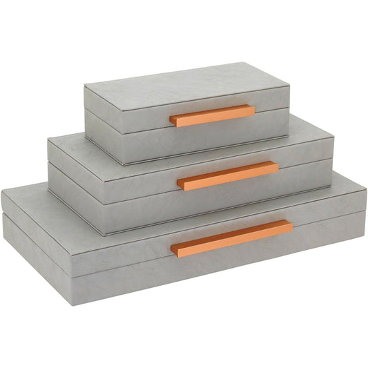 Conjunto de Caixas Organizadoras Home&Co MDF Cinza 3 Peças