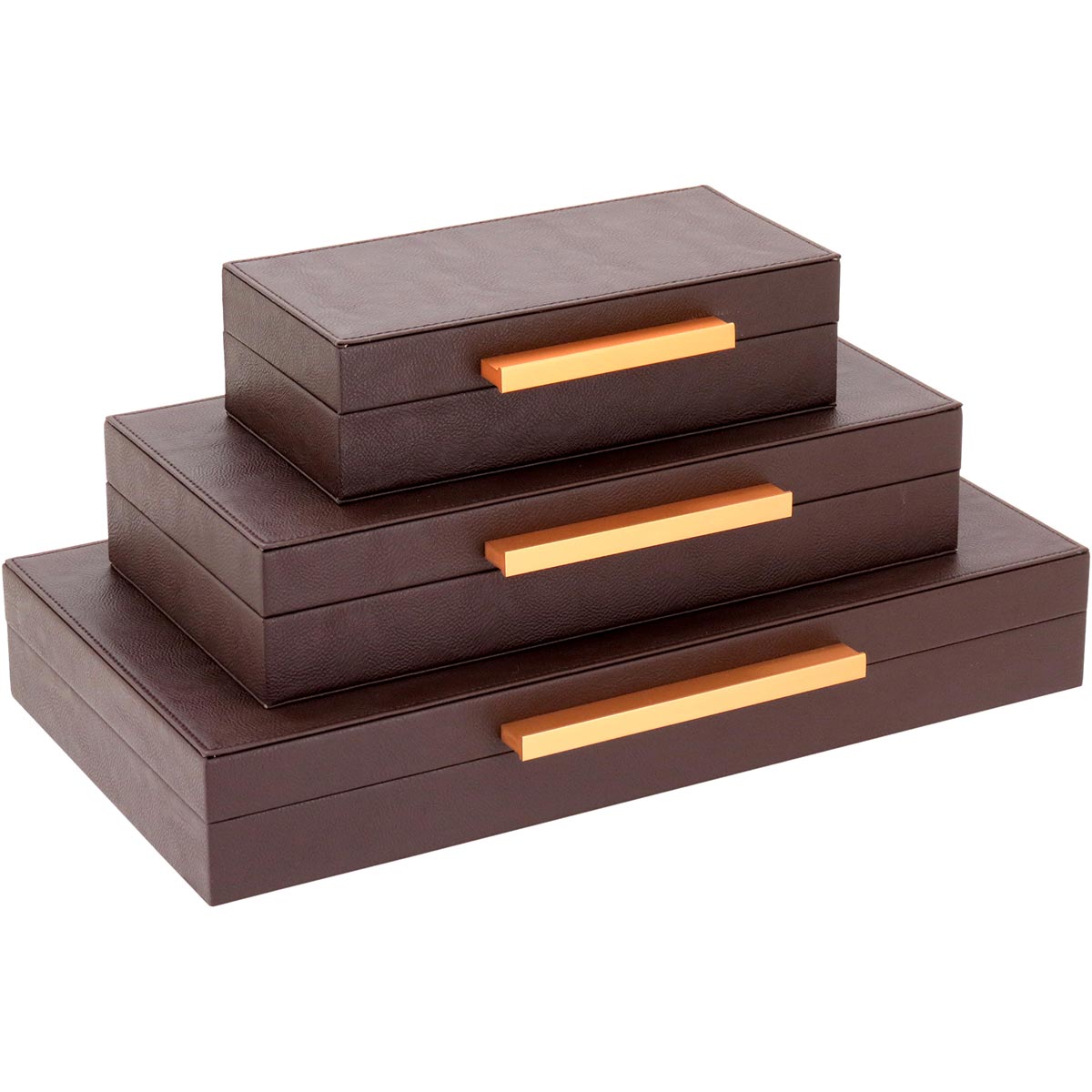 Jogo de 3 Caixas Organizadoras Home&Co Sintético Marrom  - MDF