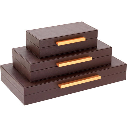 Jogo de 3 Caixas Organizadoras Home&Co Sintético Marrom  - MDF