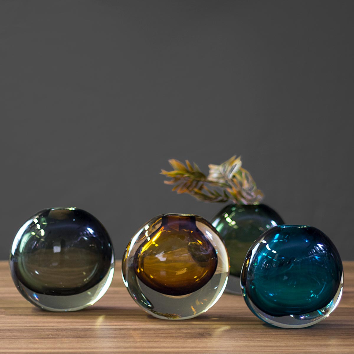 Vaso Vidro 14x14x10cm Azul