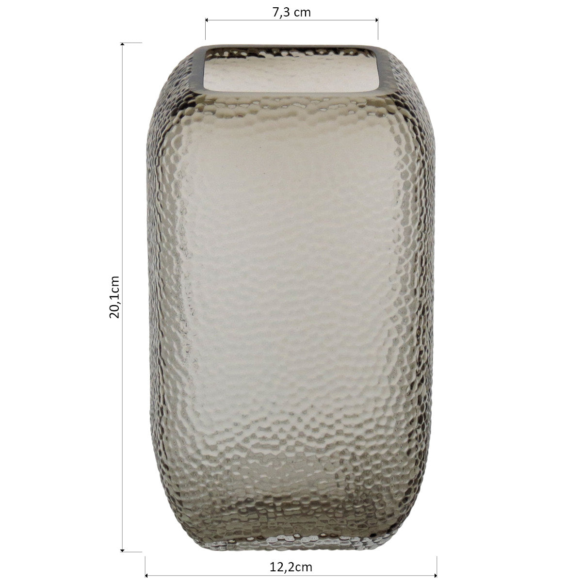 Vaso Vidro 20x12x12cm Cinza