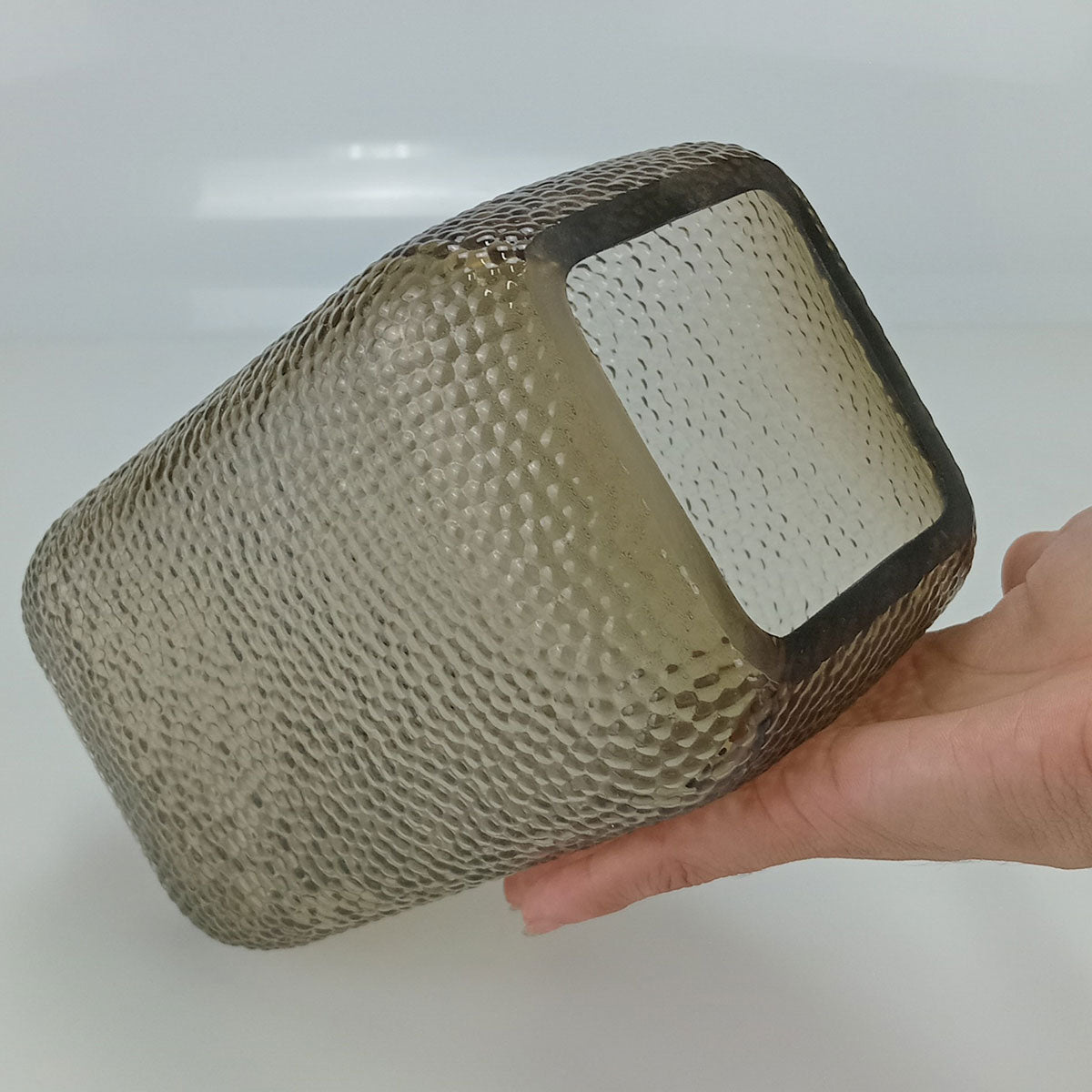 Vaso Vidro 20x12x12cm Cinza