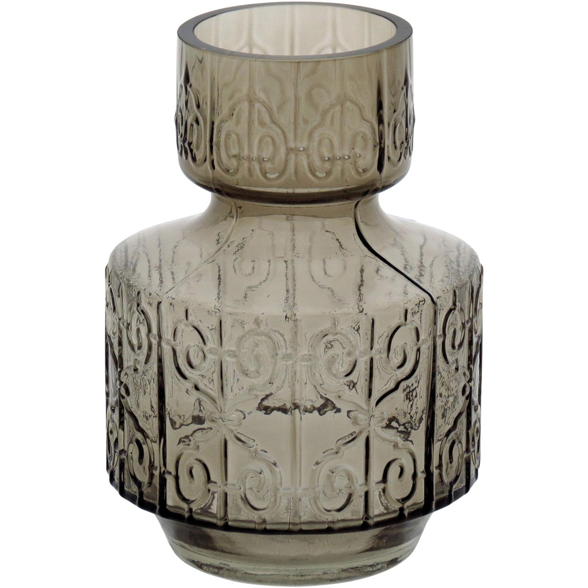 Vaso Vidro 22x16x16cm Cinza