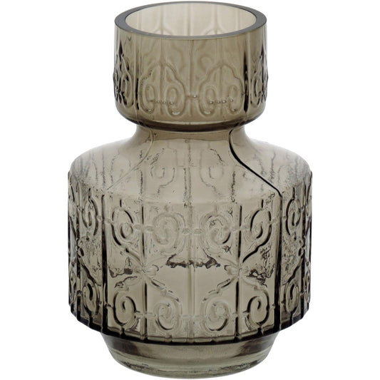 Vaso Vidro 22x16x16cm Cinza