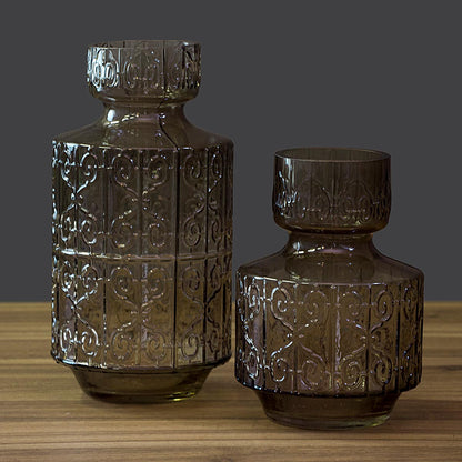 Vaso Vidro 22x16x16cm Cinza