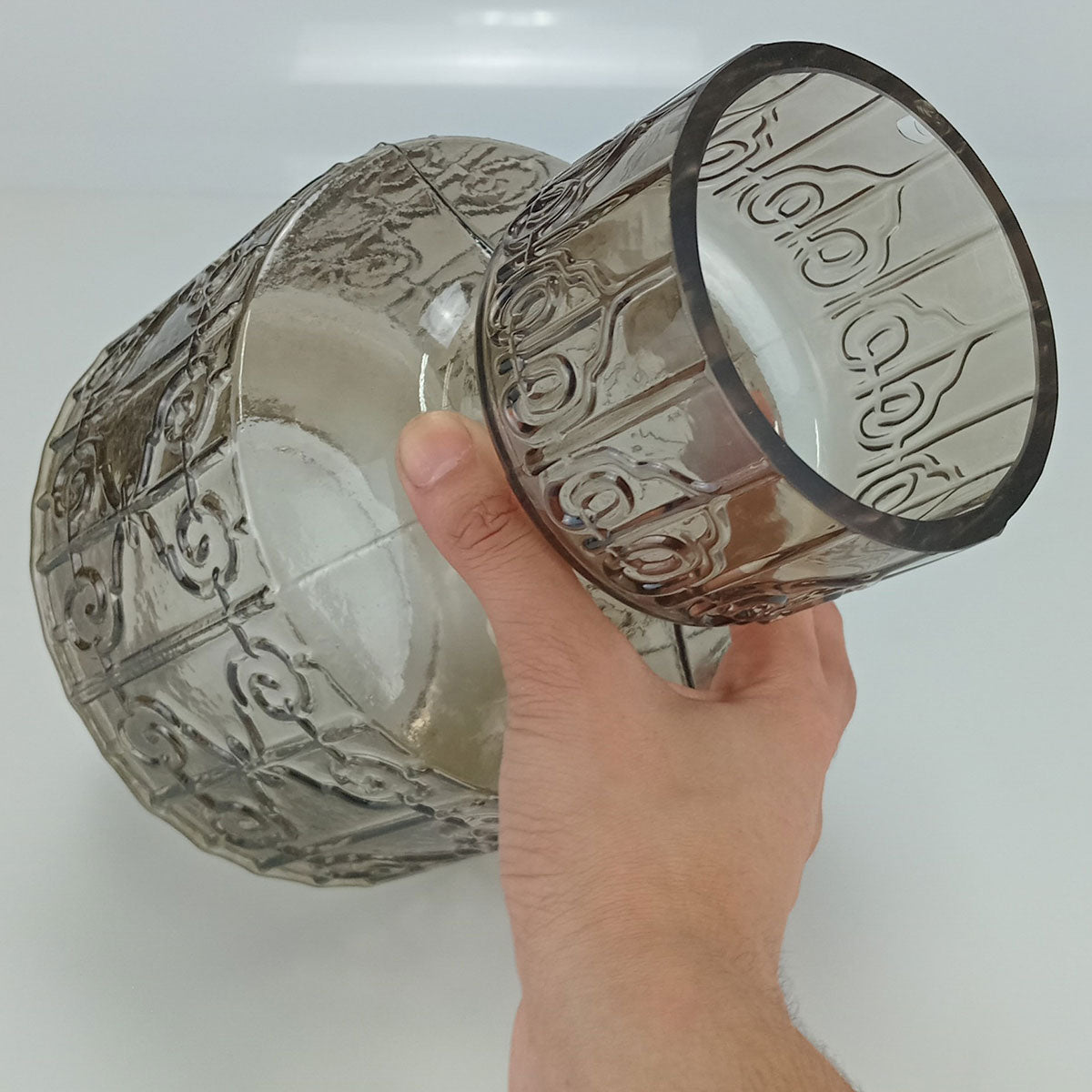 Vaso Vidro 22x16x16cm Cinza