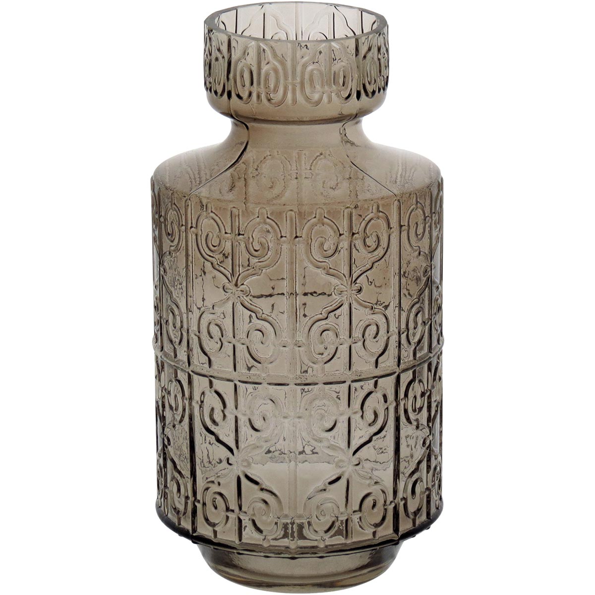 Vaso Vidro 31x16x16cm Cinza