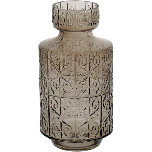 Vaso Vidro 31x16x16cm Cinza