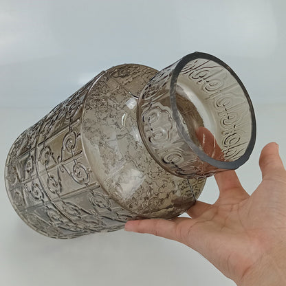 Vaso Vidro 31x16x16cm Cinza