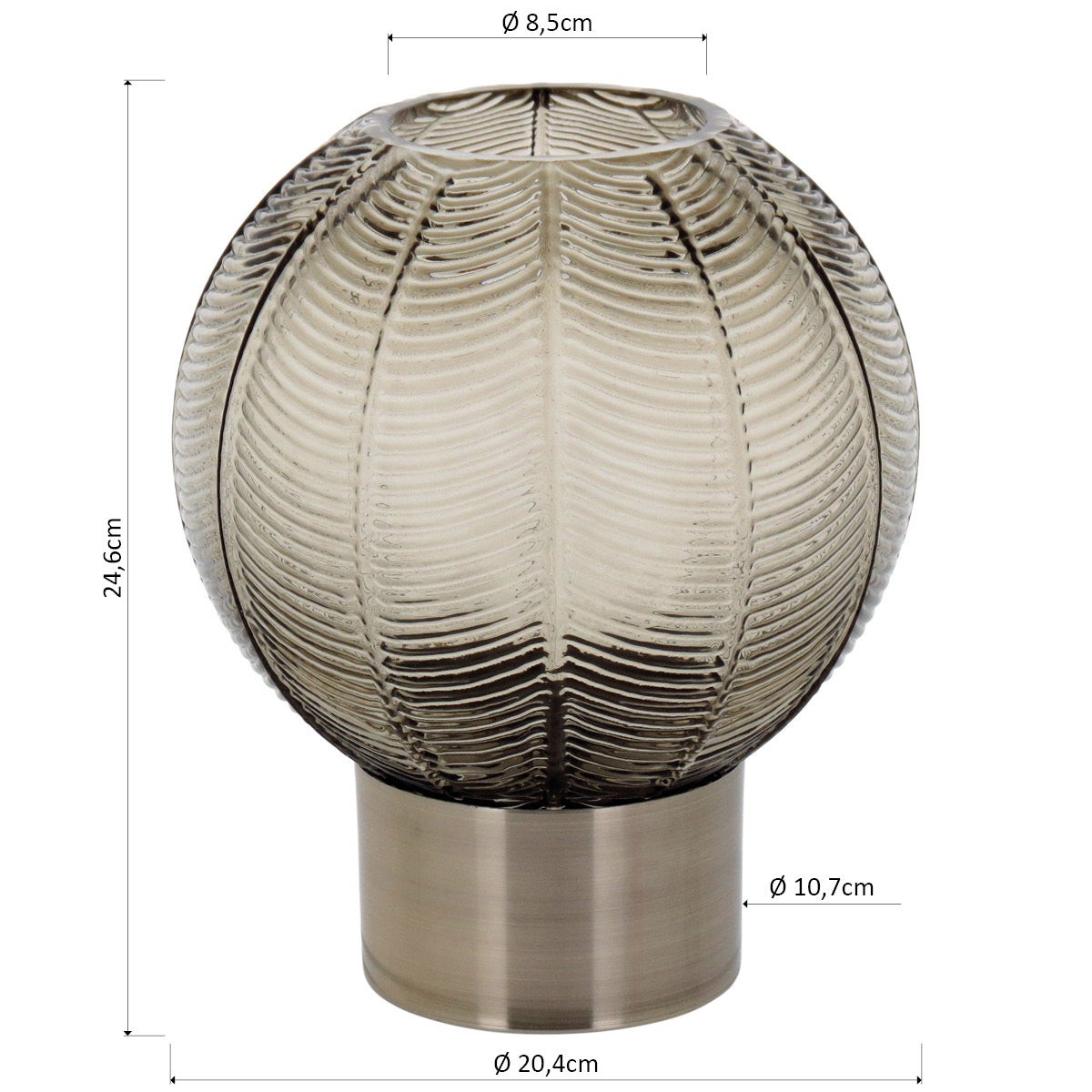 Vaso Vidro 24x20x20cm Cinza