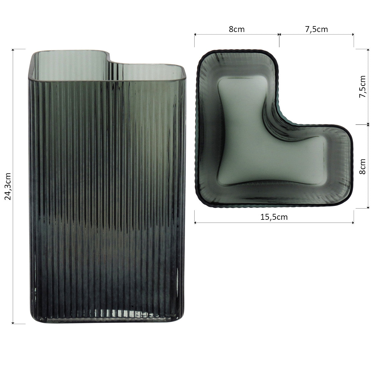 Vaso Vidro 24x15x15cm Verde