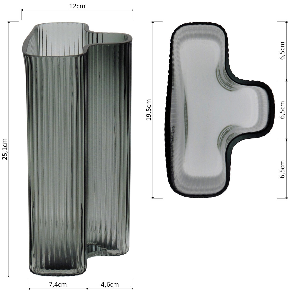 Vaso Vidro 25x19x12cm Verde