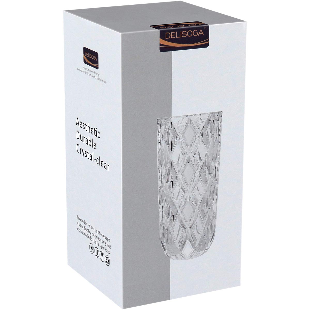 Vaso Transparente de Vidro Cristal Mellione 28x14cm Eco