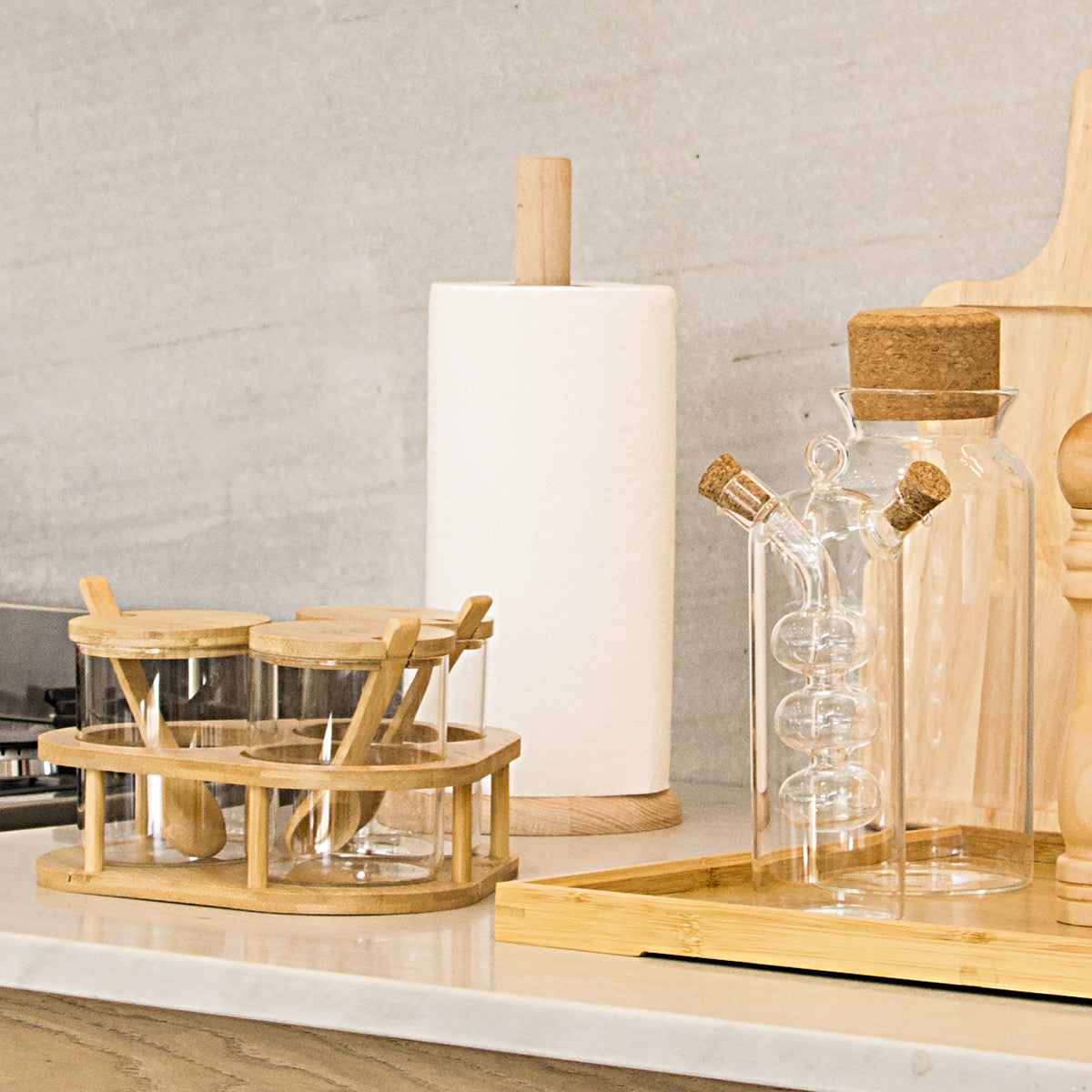 Suporte para Papel Toalha Madeira Natural 32x13x13cm Marrom