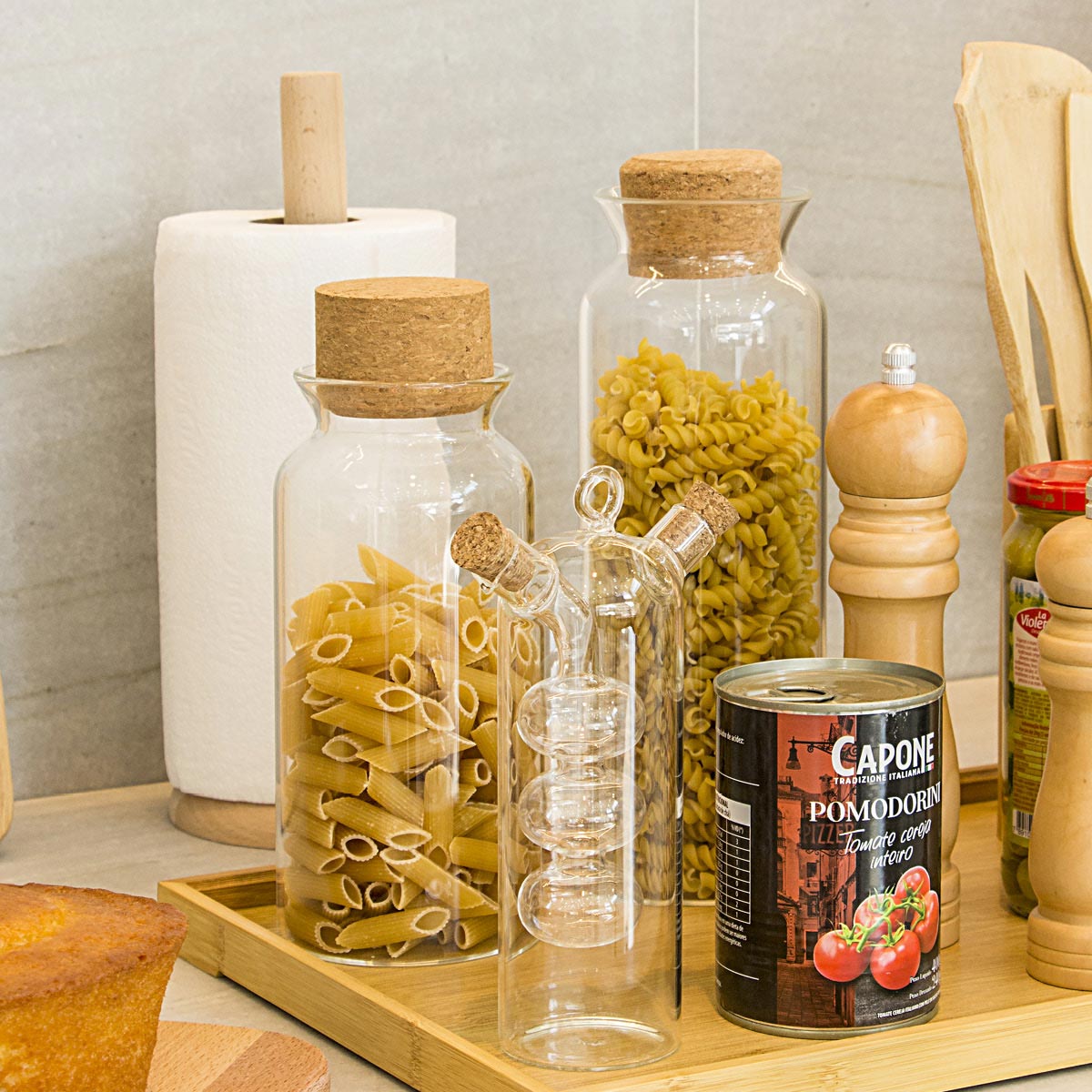 Pote de Vidro Borossilicato 850ml com Tampa de Cortiça Transparente