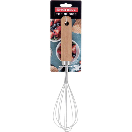 Fouet Inox 25cm com Cabo de Madeira Natural - Utensílio de Cozinha