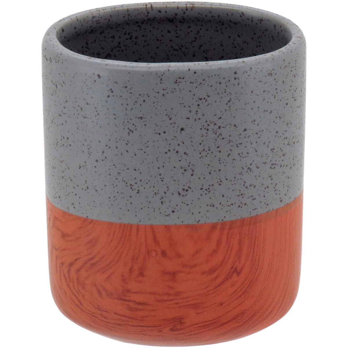 Kit Acessórios Banheiro Cerâmica Cinza - Porta-Sabonete, Porta-Algodão, Escovas