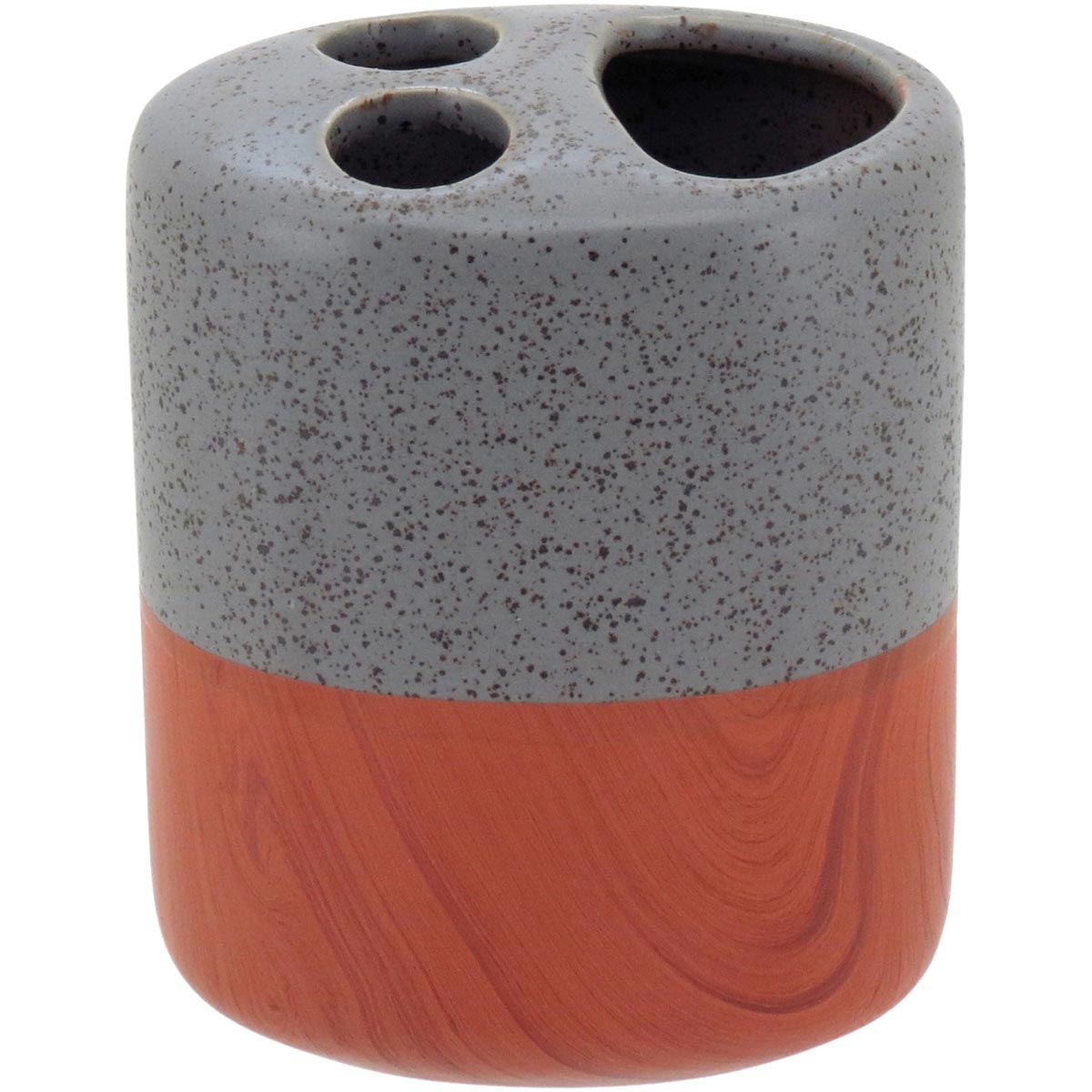 Kit Acessórios Banheiro Cerâmica Cinza - Porta-Sabonete, Porta-Algodão, Escovas