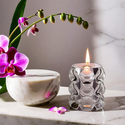 Castiçal Porta Velas Vidro Transparente 9x9cm Elegante e Durável